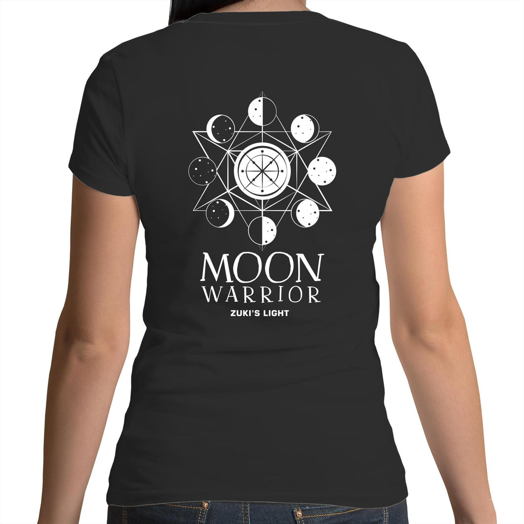 Moon Warrior- AS Colour Bevel - Womens V-Neck T-Shirt