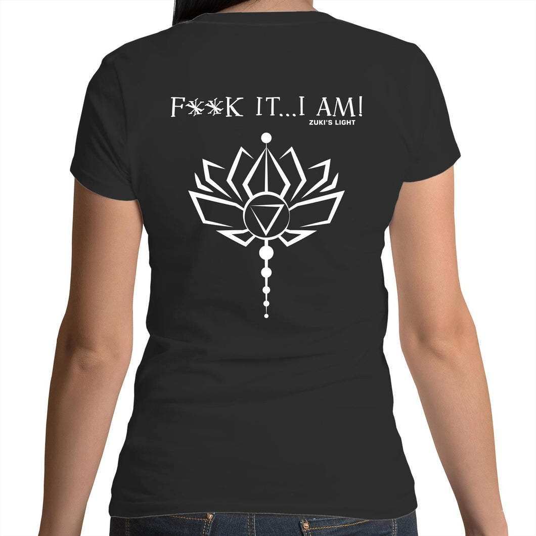 Lotus Flower- F**K It, I AM- AS Colour Bevel - Womens V-Neck T-Shirt