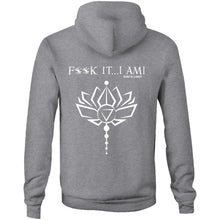 Load image into Gallery viewer, Lotus Flower- F**K It, I AM- AS Colour Stencil - Pocket Hoodie Sweatshirt
