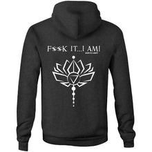 Load image into Gallery viewer, Lotus Flower- F**K It, I AM- AS Colour Stencil - Pocket Hoodie Sweatshirt
